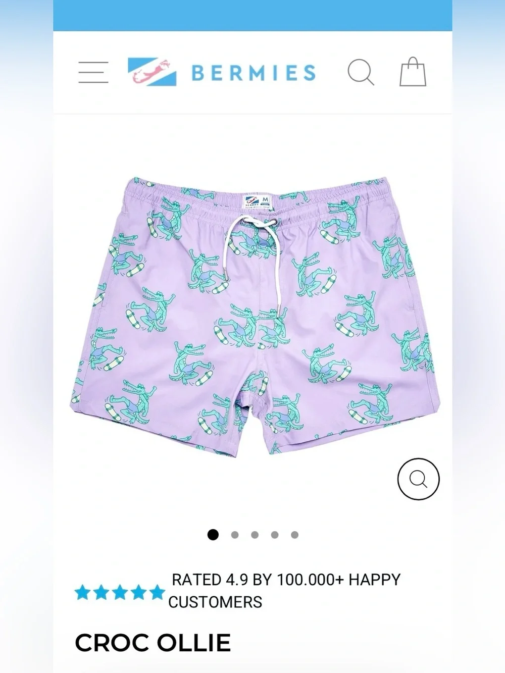 Bermies Boys Croc Ollie Swim Trunks size 8